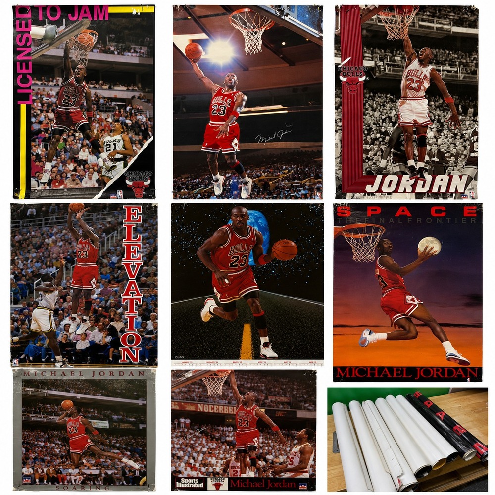 Vintage Michael Jordan Poster lot Of 8 Vintage NBA Basketball Posters Used 88-93